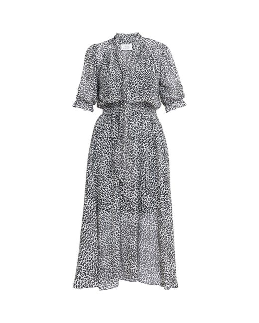 Gina Bacconi Gray Mimi Godet Pussy Bow Dress