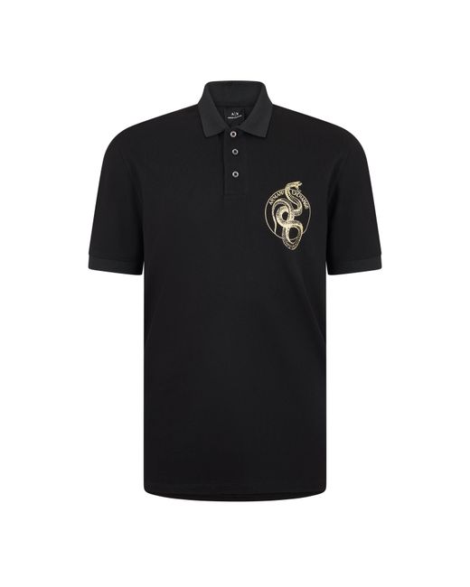 ARMANI EXCHANGE Black Short Sleeve Polo Shirt for men