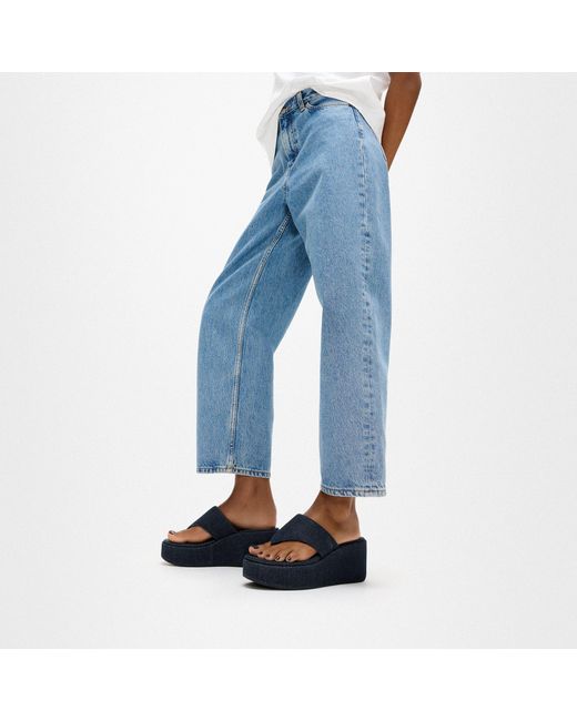 Fitflop Blue Platfforms Denim Wedge Toe-Post Sandals