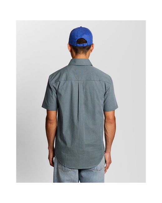 Lyle & Scott Blue Patterned Short Sleeve Shirt for men