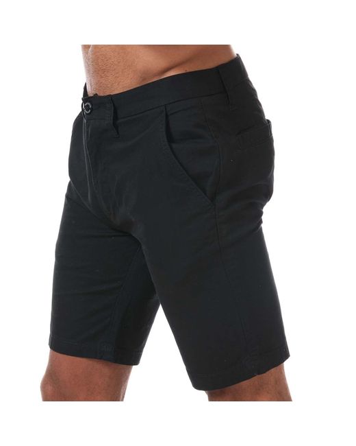 Weekend Offender Black Dillenger Cotton Twill Chino Shorts for men
