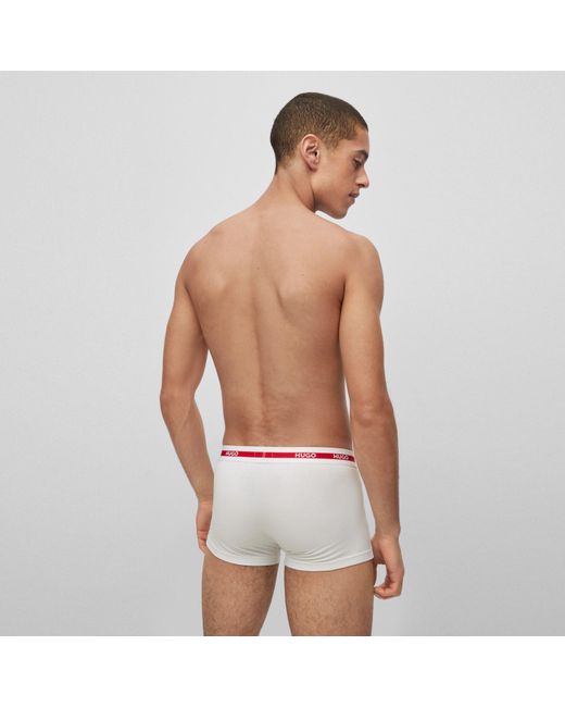 HUGO White 3-Pack Organic Trunks for men