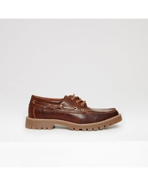 Threadbare Brown Chunky Boat Shoes for men