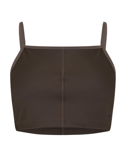 Reebok S Yoga Ribbed Crop Top Brown M