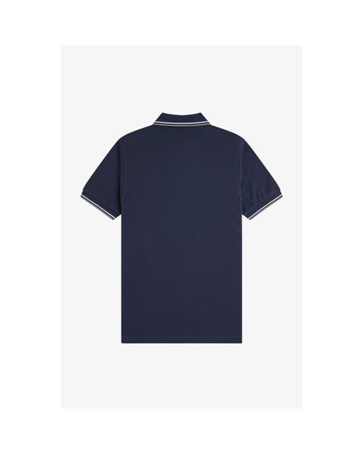 Fred Perry Blue Short Sleeve Twin Tipped Polo Shirt for men