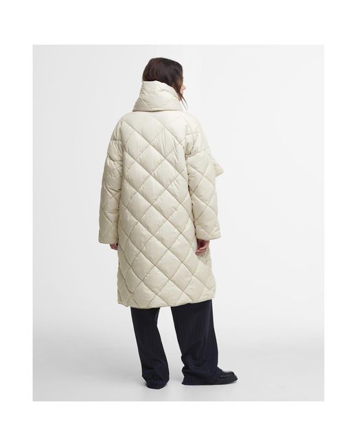 Barbour Natural Brigitte Diamond Quilted Long Puffer Jacket