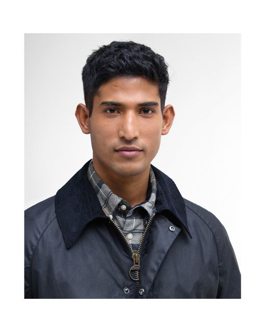Barbour Blue Ashby Water Resistant Windproof Long Sleeve Wax Jacket for men