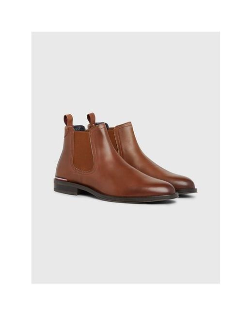 Tommy Hilfiger Brown Core Rwb Hilfiger Leather Chelsea Boots for men