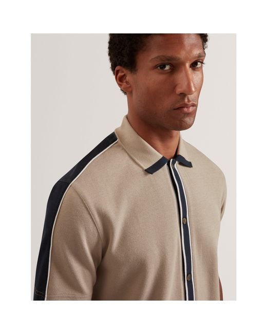 Ted Baker Natural Ted Ss Button Polo Sn64 for men