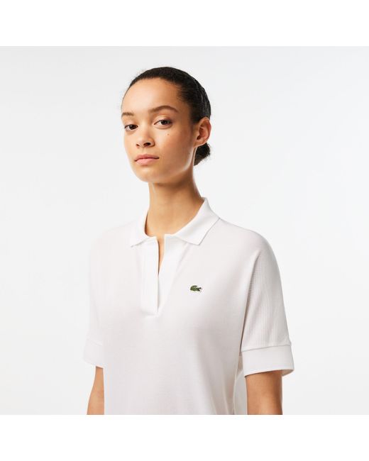 Lacoste White Loose-Fit Polo Shirt