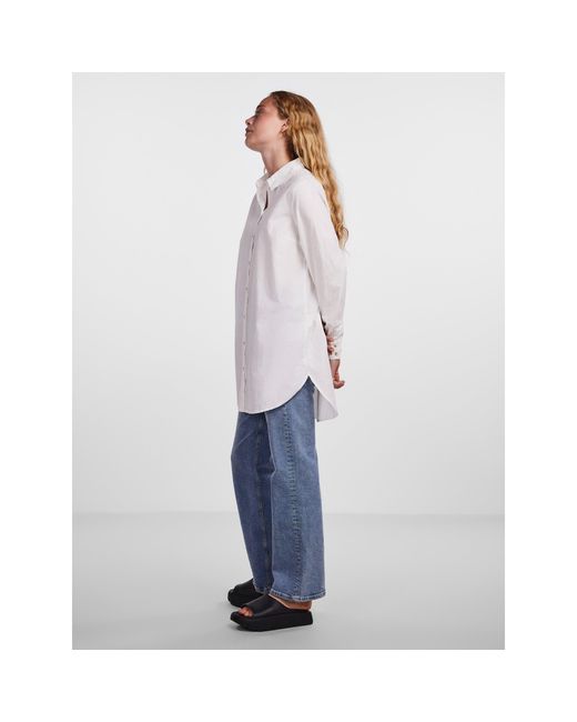 Pieces White Noma Long-Sleeve Plain Shirt