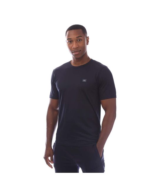 C P Company Blue 70/2 Mercerized Jersey Logo Patch T-Shirt for men