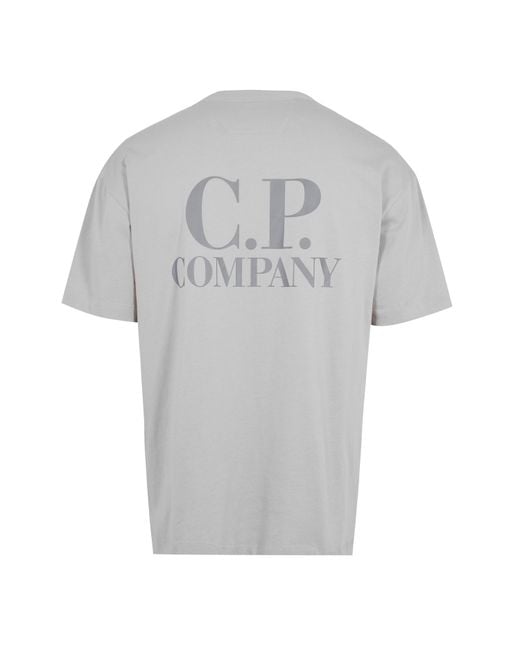 C P Company Gray Double Logo Tee for men