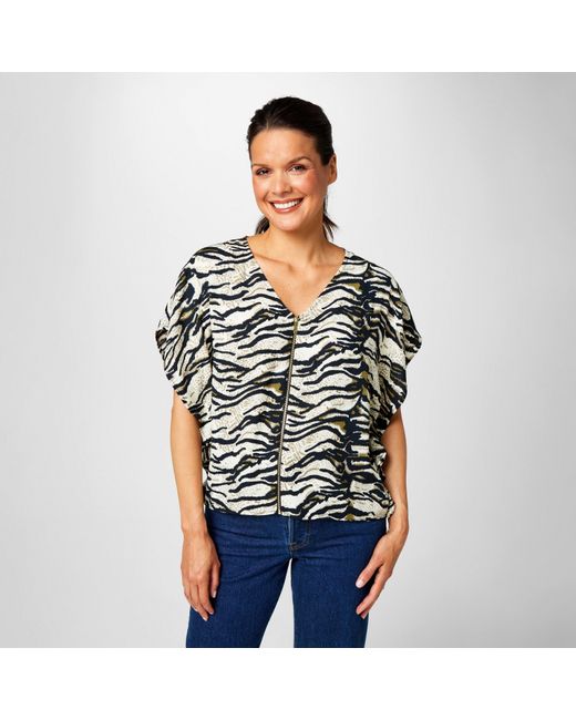 Biba Blue Zip Front Top