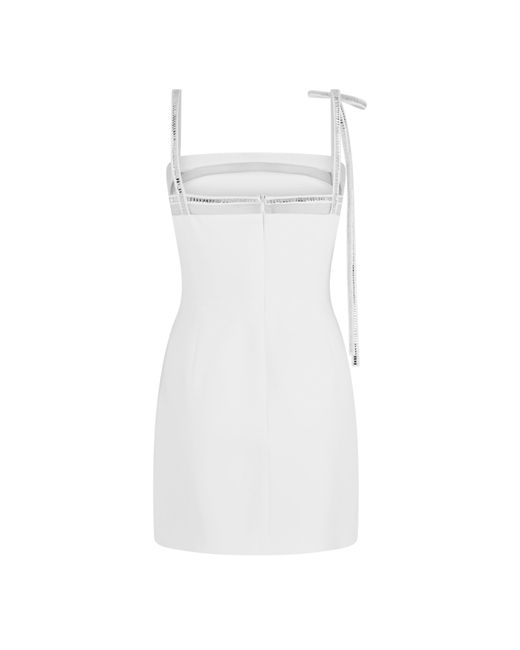David Koma White Crystal Bow Mini Dress