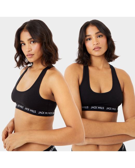 Jack Wills Black Dibsdall Multipack Bralette 2 Pack