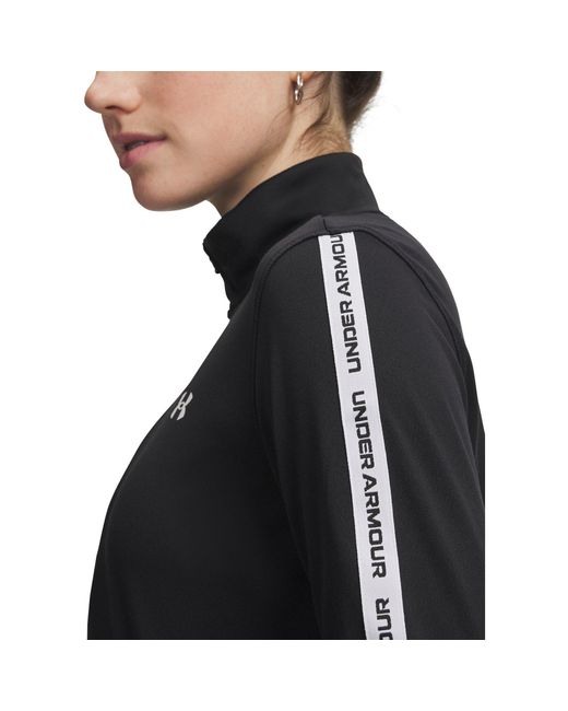 Under Armour Black Tech Tape Zipped Long-Sleeve Performance Gym Top