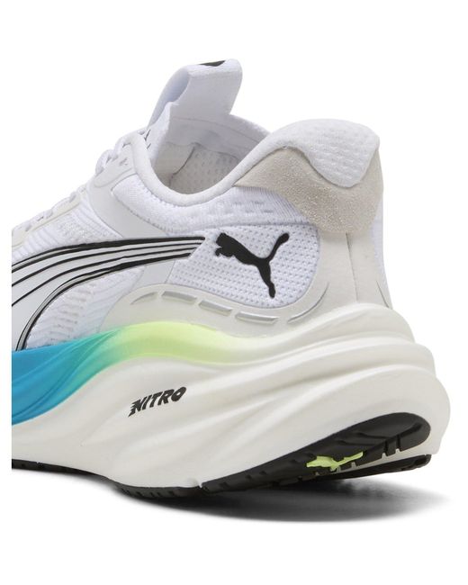 PUMA White Magnify Nitro 3 Running Shoes