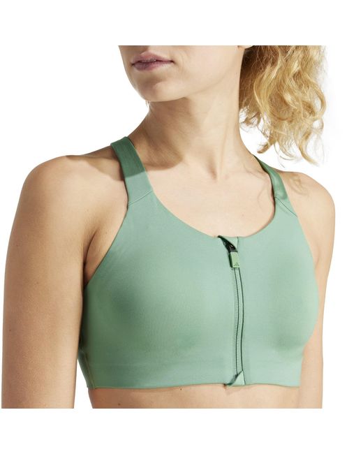 Adidas Green Lux Zipped High Impact Sports Bra