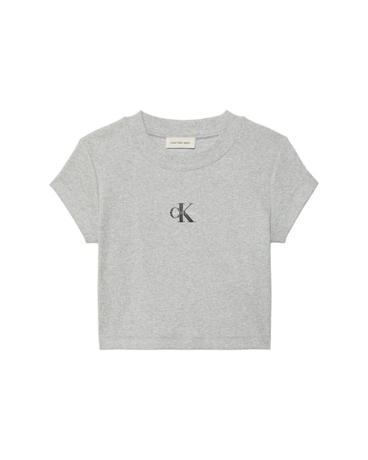 Calvin Klein Gray Ckj Mono Baby T Crop Top