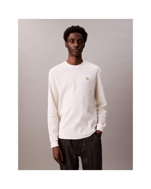 Calvin Klein White Ckj Waffle Long-Sleeve T-Shirt for men