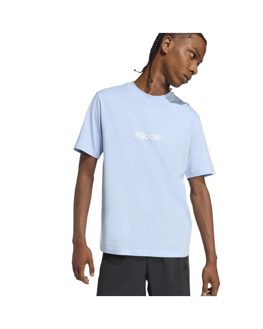 Adidas Blue Essentials Single Jersey Logo T-Shirt for men