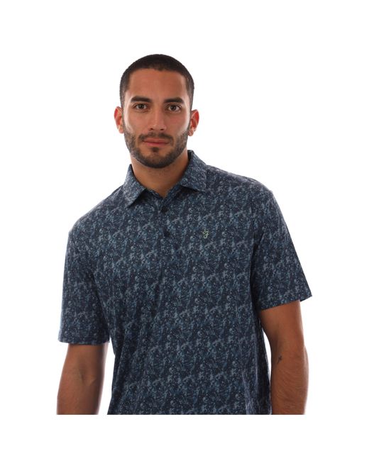Farah Blue Milford Short-Sleeve Performance Polo Shirt for men