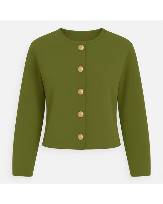I Saw It First Green Statement Button Ribbed Cardigan