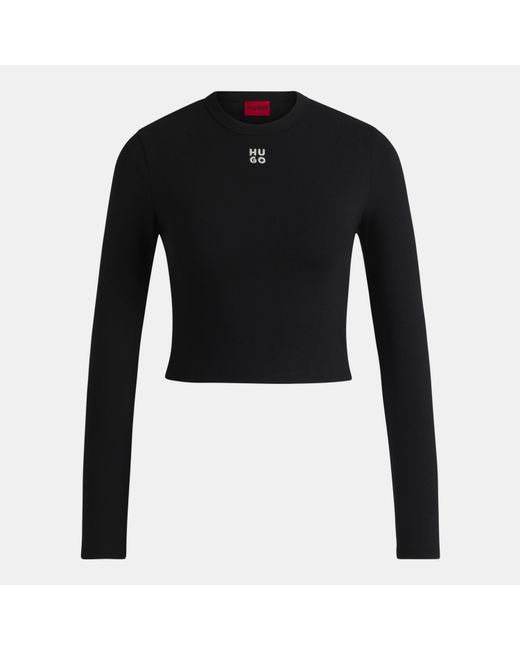 HUGO Black Long Sleeve Logo T-Shirt