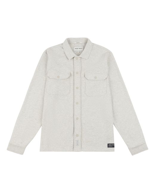 Jack Wills White Pique Long Sleeve Relaxed Fit Overshirt for men
