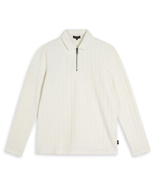 Ted Baker White Drycida Long Sleeve Polo Shirt for men