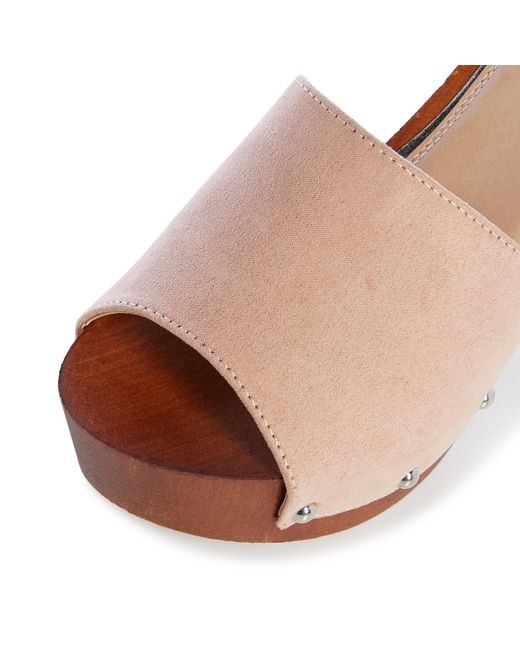 Dune Brown Janna Studded Block Heel Mules