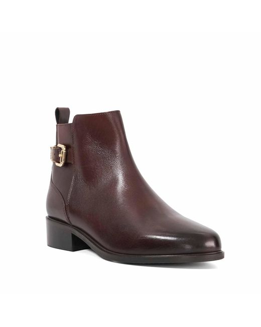 Dune Brown Padri Flat Ankle Boots
