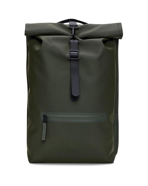 Rains Green Rolltop Rucksack
