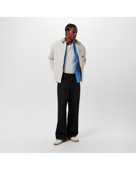 Tommy Hilfiger White Cord Textured Relaxed Fit Overshirt for men