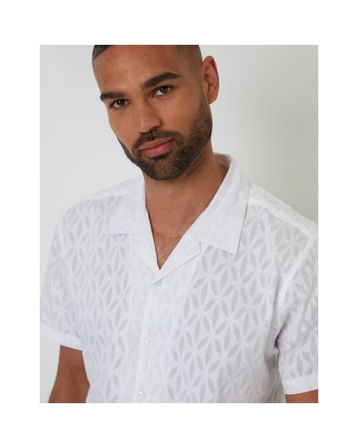 Threadbare White Short-Sleeve Bowling Shirt for men