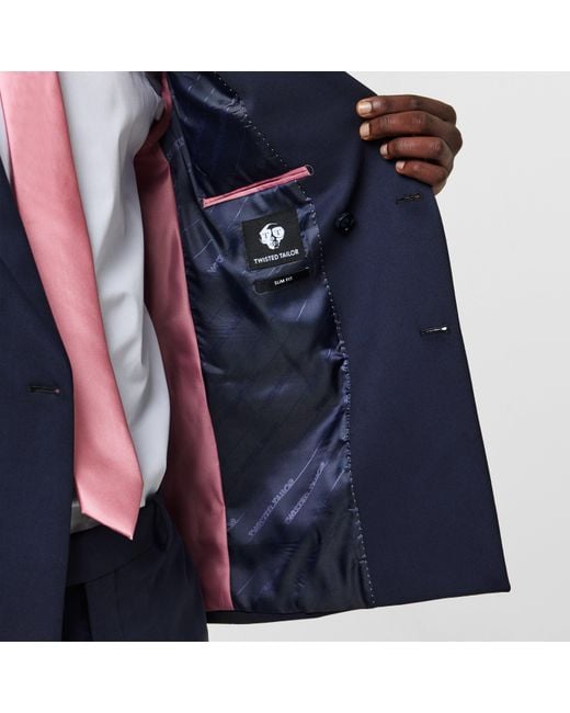 Twisted Tailor Blue Ellroy Double Breasted Jacket for men