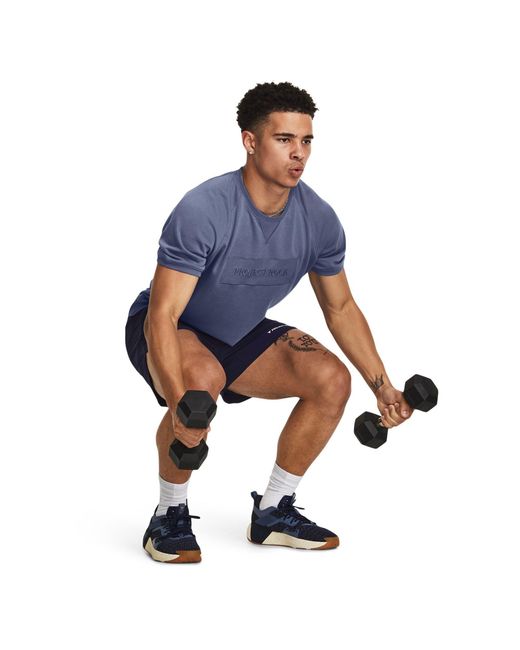 Under Armour Blue Project Rock Terry Gym Top for men