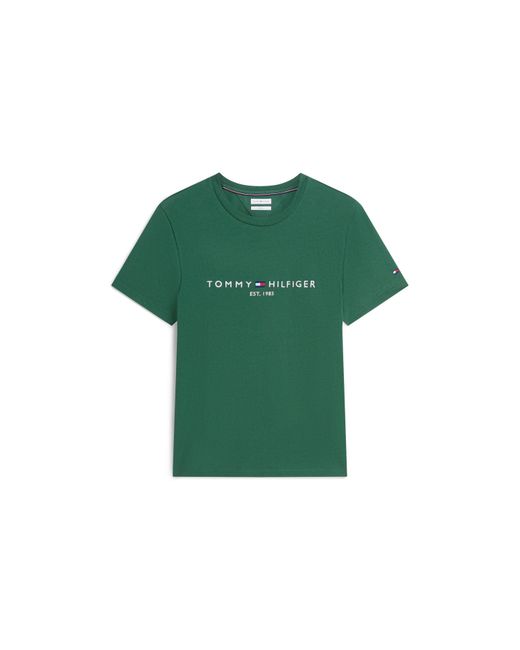 Tommy Hilfiger Green Logo Crew Neck T Shirt for men