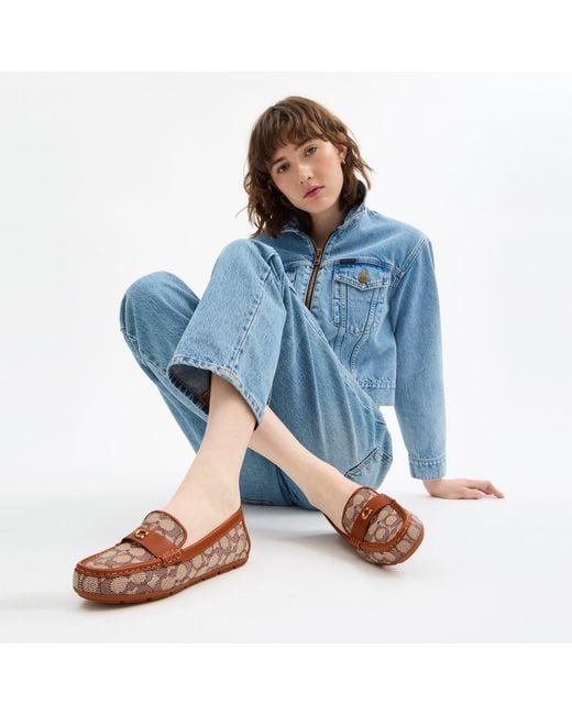 COACH Brown Loafers With Monogram