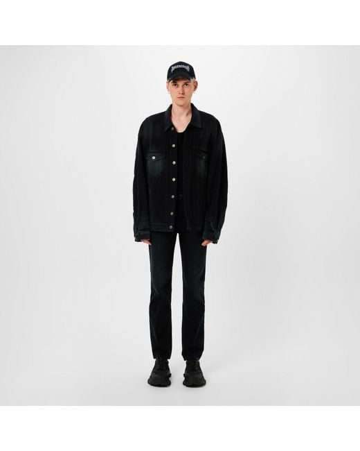 Balenciaga Black Deconstructed Cotton Long Sleeve Denim Jacket for men
