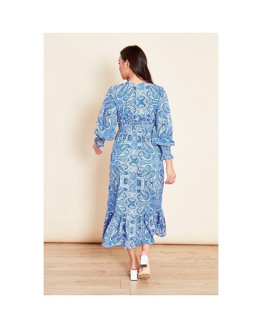 VIOLET ROMANCE Blue Vrom Shirred Maxi Dress