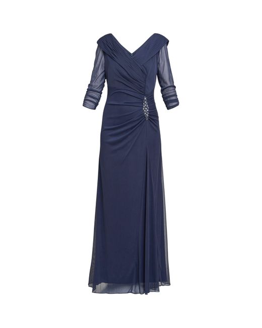Gina Bacconi Blue Georgina Maxi Portrait Collar Dress