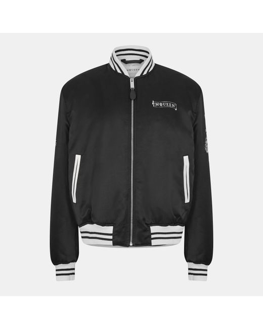 McQueen Black Tailored Bomber Jacket for men