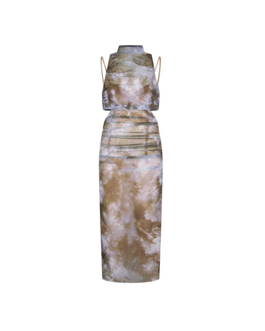 Off-White c/o Virgil Abloh Purple Screen Printed Bodycon Dress
