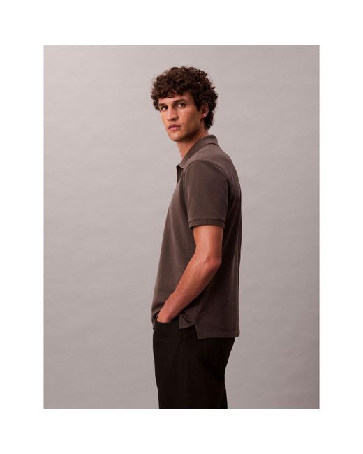 Calvin Klein Brown Ckj Pique Short-Sleeve Polo Shirt for men