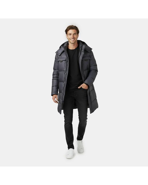 Jack Wills Blue Hooded Long Puffer Jacket for men