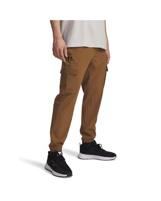 Under Armour Brown Vibe Woven Open Hem Fleece Joggers for men