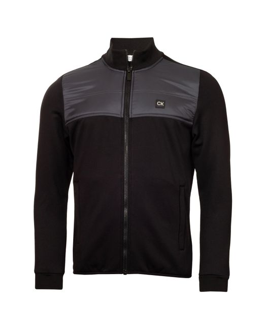 Calvin Klein Black Solid Patterned Full Zipper Ribbed Cuff Zipped Pocket Jacket for men