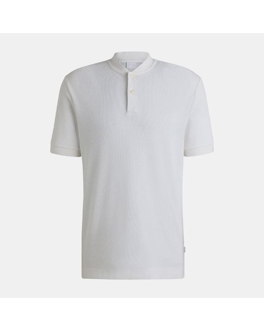 Boss Gray H-Pratt 120 Collarless Polo Shirt for men
